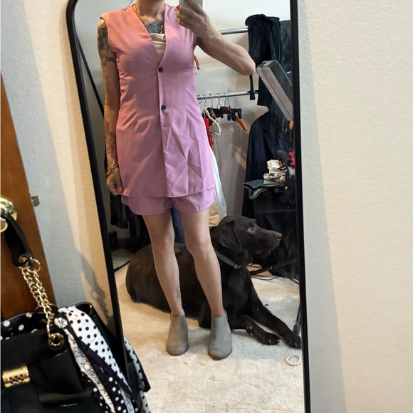 Pink Sleeveless Dress and Shorts Set - Picture 3 of 3